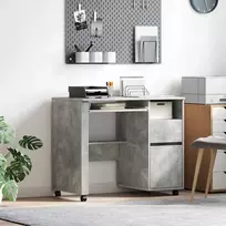 Stalas su ratais Betono pilka 91 x 50 x 77 cm Apdirbta mediena
