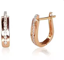 Auksiniai auskarai su brangakmeniais. Metalas: Raudonas Auksas. Praba: 585°. Akmuo: Briliantai - 2.14 g. - 13 mm. - Briliantai (0,128Ct)