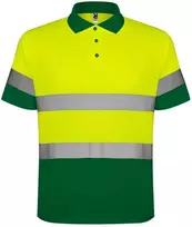 Roly Techniniai gerai matomi trumpomis rankovėmis polo marškinėliai POLARIS Sodas žalia / fluoro geltona