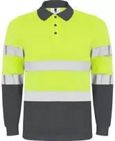 Roly Techniniai, gerai matomi ilgomis rankovėmis polo marškinėliai POLARIS L/S Švino/fluoro geltona