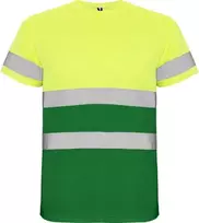 Roly Techniniai gerai matomi trumpomis rankovėmis marškinėliai DELTA Sodas žalia / fluoro geltona