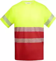 Roly Techniniai gerai matomi marškinėliai trumpomis rankovėmis TAURI Darbo vieta raudona / fluoro geltona