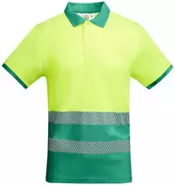 Roly Techniniai gerai matomi trumpomis rankovėmis polo marškinėliai ATRIO Sodas žalia / fluoro geltona