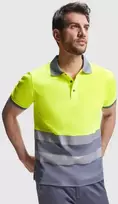 Roly Techniniai gerai matomi trumpomis rankovėmis polo marškinėliai ATRIO Švino/fluoro geltona