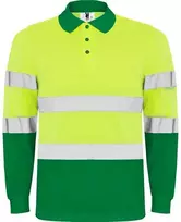 Roly Ilgomis rankovėmis techniniai polo marškiniai POLARIS L/S Sodas žalia / fluoro geltona