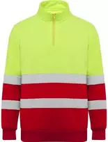Roly Matomas megztinis su pusiniu užtrauktuku ir apykakle SPICA Darbo vieta raudona / fluoro geltona
