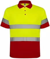 Roly Techniniai matomi polo marškiniai trumpomis rankovėmis POLARIS Darbo vieta raudona / fluoro geltona