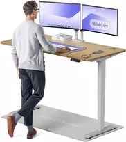 Elektrinis reguliuojamo aukščio stalas Desktronic HomePro Ąžuolo masyvas/Pilkas, 160x80cm, Dvigubas motoras, USB ir USB-C įkrovimo lizdai