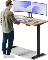 Elektrinis reguliuojamo aukščio stalas Desktronic HomeOne Bambukas/Juodas, 140x70cm, Dvigubas motoras, USB ir USB-C įkrovimo lizdai