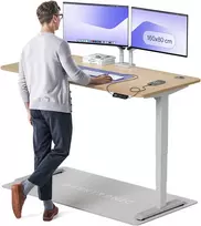Elektrinis reguliuojamo aukščio stalas Desktronic HomePro Bambukas/Pilkas, 160x80cm, Dvigubas motoras, USB ir USB-C įkrovimo lizdai