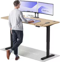 Elektrinis reguliuojamo aukščio stalas Desktronic HomePro Bambukas/Juodas, 180x80cm, Dvigubas motoras, USB ir USB-C įkrovimo lizdai