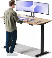 Elektrinis reguliuojamo aukščio stalas Desktronic HomeOne Bambukas/Juodas, 160x80cm, Dvigubas motoras, USB ir USB-C įkrovimo lizdai