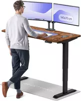 Elektrinis reguliuojamo aukščio stalas Desktronic HomePro Riešutmedžio masyvas/Juodas, 140x70cm, Dvigubas motoras, USB ir USB-C įkrovimo lizdai