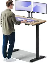 Elektrinis reguliuojamo aukščio stalas Desktronic HomeOne Bambukas/Juodas, 120x60cm, Dvigubas motoras, USB ir USB-C įkrovimo lizdai