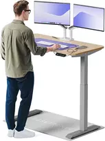 Elektrinis reguliuojamo aukščio stalas Desktronic HomeOne Bambukas/Pilkas, 120x60cm, Dvigubas motoras, USB ir USB-C įkrovimo lizdai