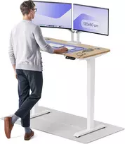 Elektrinis reguliuojamo aukščio stalas Desktronic HomePro Bambukas/Baltas, 120x60cm, Dvigubas motoras, USB ir USB-C įkrovimo lizdai