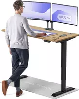 Elektrinis reguliuojamo aukščio stalas Desktronic HomePro Ąžuolo masyvas/Juodas, 140x70cm, Dvigubas motoras, USB ir USB-C įkrovimo lizdai