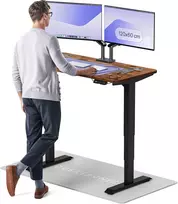 Elektrinis reguliuojamo aukščio stalas Desktronic HomePro Riešutmedžio masyvas/Juodas, 120x60cm, Dvigubas motoras, USB ir USB-C įkrovimo lizdai