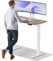 Elektrinis reguliuojamo aukščio stalas Desktronic HomePro Ąžuolo masyvas/Baltas, 120x60cm, Dvigubas motoras, USB ir USB-C įkrovimo lizdai