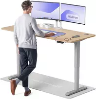 Elektrinis reguliuojamo aukščio stalas Desktronic HomePro Bambukas/Pilkas, 180x80cm, Dvigubas motoras, USB ir USB-C įkrovimo lizdai