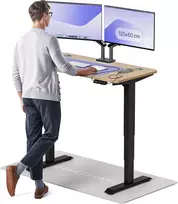 Elektrinis reguliuojamo aukščio stalas Desktronic HomePro Bambukas/Juodas, 120x60cm, Dvigubas motoras, USB ir USB-C įkrovimo lizdai