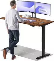 Elektrinis reguliuojamo aukščio stalas Desktronic HomePro Riešutmedžio masyvas/Juodas, 160x80cm, Dvigubas motoras, USB ir USB-C įkrovimo lizdai