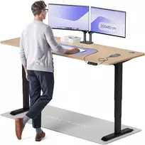 Elektrinis reguliuojamo aukščio stalas Desktronic HomePro Bambukas/Juodas, 200x80cm, Dvigubas motoras, USB ir USB-C įkrovimo lizdai
