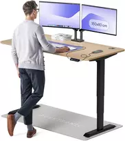 Elektrinis reguliuojamo aukščio stalas Desktronic HomePro Bambukas/Juodas, 160x80cm, Dvigubas motoras, USB ir USB-C įkrovimo lizdai