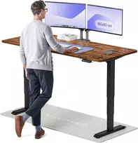 Elektrinis reguliuojamo aukščio stalas Desktronic HomePro Riešutmedžio masyvas/Juodas, 180x80cm, Dvigubas motoras, USB ir USB-C įkrovimo lizdai