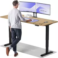 Elektrinis reguliuojamo aukščio stalas Desktronic HomePro Ąžuolo masyvas/Juodas, 200x80cm, Dvigubas motoras, USB ir USB-C įkrovimo lizdai