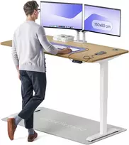 Elektrinis reguliuojamo aukščio stalas Desktronic HomePro Ąžuolo masyvas/Baltas, 160x80cm, Dvigubas motoras, USB ir USB-C įkrovimo lizdai