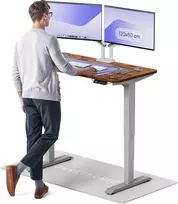 Elektrinis reguliuojamo aukščio stalas Desktronic HomePro Riešutmedžio masyvas/Pilkas, 120x60cm, Dvigubas motoras, USB ir USB-C įkrovimo lizdai
