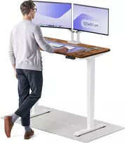 Elektrinis reguliuojamo aukščio stalas Desktronic HomePro Riešutmedžio masyvas/Baltas, 120x60cm, Dvigubas motoras, USB ir USB-C įkrovimo lizdai