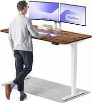 Elektrinis reguliuojamo aukščio stalas Desktronic HomePro Riešutmedžio masyvas/Baltas, 160x80cm, Dvigubas motoras, USB ir USB-C įkrovimo lizdai