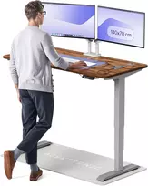 Elektrinis reguliuojamo aukščio stalas Desktronic HomePro Riešutmedžio masyvas/Pilkas, 140x70cm, Dvigubas motoras, USB ir USB-C įkrovimo lizdai