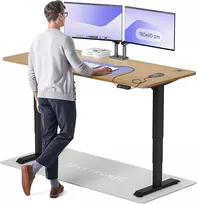 Elektrinis reguliuojamo aukščio stalas Desktronic HomePro Ąžuolo masyvas/Juodas, 180x80cm, Dvigubas motoras, USB ir USB-C įkrovimo lizdai