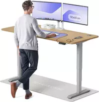 Elektrinis reguliuojamo aukščio stalas Desktronic HomePro Ąžuolo masyvas/Pilkas, 180x80cm, Dvigubas motoras, USB ir USB-C įkrovimo lizdai