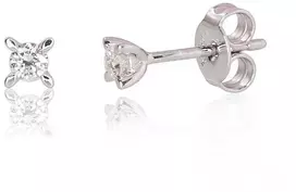 Auksiniai auskarai su brangakmeniais. Metalas: Baltas Auksas. Praba: 585°. Akmuo: Briliantai - 3 mm. - 0.84 g. - Briliantai (0,15Ct)