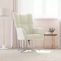Fotelis Poilsio kėdė, kreminės baltos spalvos, aksomas