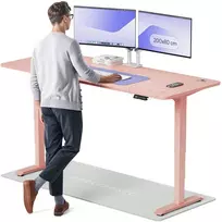Elektrinis reguliuojamo aukščio stalas Desktronic HomePro Rožinis/Rožinis, 200x80cm, Dvigubas motoras, USB ir USB-C įkrovimo lizdai