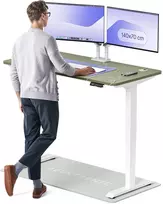 Elektrinis reguliuojamo aukščio stalas Desktronic HomePro Baltas/Žalias, 140x70cm, Dvigubas motoras, USB ir USB-C įkrovimo lizdai