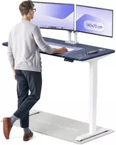 Elektrinis reguliuojamo aukščio stalas Desktronic HomePro Baltas/Mėlynas, 140x70cm, Dvigubas motoras, USB ir USB-C įkrovimo lizdai