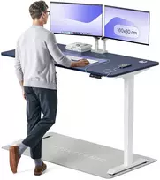 Elektrinis reguliuojamo aukščio stalas Desktronic HomePro Baltas/Mėlynas, 160x80cm, Dvigubas motoras, USB ir USB-C įkrovimo lizdai