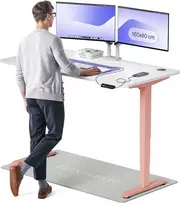 Elektrinis reguliuojamo aukščio stalas Desktronic HomePro Rožinis/Baltas, 160x80cm, Dvigubas motoras, USB ir USB-C įkrovimo lizdai