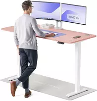 Elektrinis reguliuojamo aukščio stalas Desktronic HomePro Baltas/Rožinis, 180x80cm, Dvigubas motoras, USB ir USB-C įkrovimo lizdai