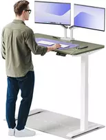 Elektrinis reguliuojamo aukščio stalas Desktronic HomeOne Baltas/Žalias, 120x60cm, Dvigubas motoras, USB ir USB-C įkrovimo lizdai