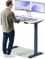 Elektrinis reguliuojamo aukščio stalas Desktronic HomeOne Mėlynas/Baltas, 120x60cm, Dvigubas motoras, USB ir USB-C įkrovimo lizdai