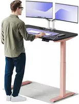 Elektrinis reguliuojamo aukščio stalas Desktronic HomeOne Rožinis/Juodas, 120x60cm, Dvigubas motoras, USB ir USB-C įkrovimo lizdai
