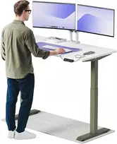 Elektrinis reguliuojamo aukščio stalas Desktronic HomeOne Žalias/Baltas, 140x70cm, Dvigubas motoras, USB ir USB-C įkrovimo lizdai