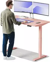 Elektrinis reguliuojamo aukščio stalas Desktronic HomeOne Rožinis/Rožinis, 140x70cm, Dvigubas motoras, USB ir USB-C įkrovimo lizdai